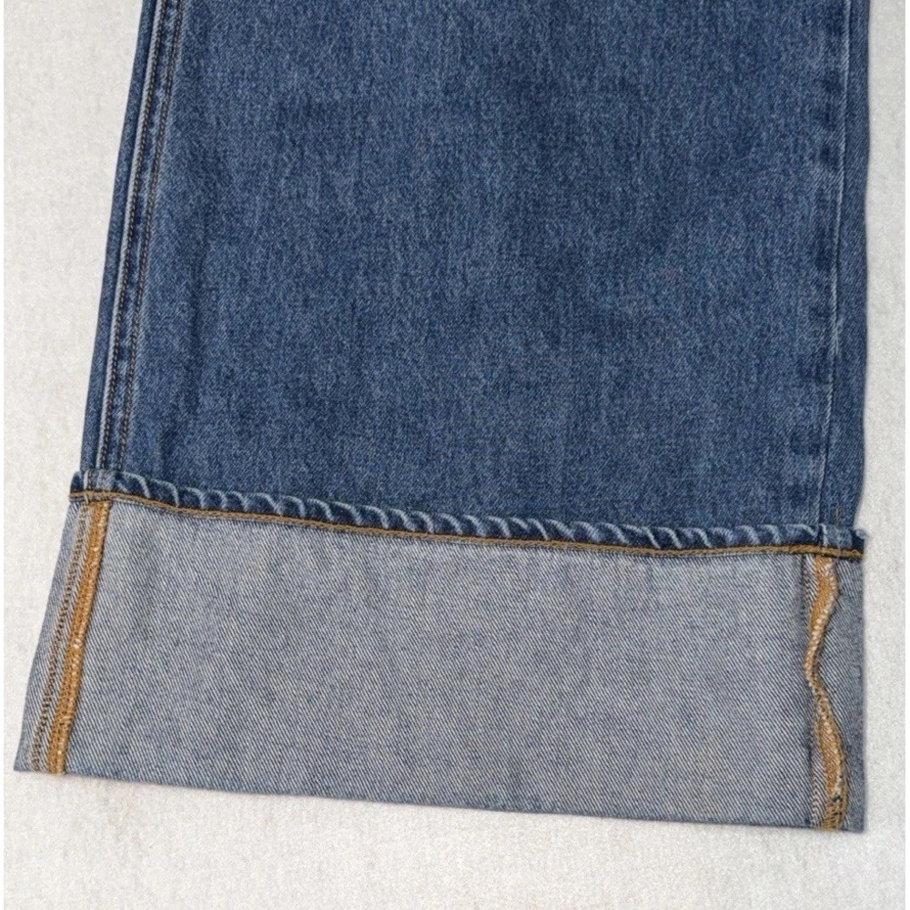 Veronica Beard Taylor Relaxed Wide Leg Jeans Blue Denim High Rise Cuffed Hem 30 - Picture 3 of 13
